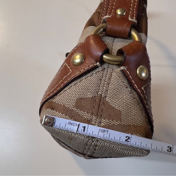 Coach Vintage Y2K Brown Big C Logo pattern Canvas Small Shoulder Wristlet Bag - Picture 15 of 16